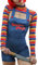 Halloween-Kostüme für Damen, gruseliger Albtraum-Killer, Puppe, Wanna Play, Filmfigur, Bodysuit, Chucky-Puppe, Kostüm-Set, 2 Stück, blau, L