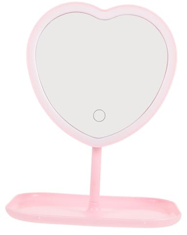 Holibanna Spiegel Mit Ständer Led-Herz-Make-up-Spiegel Led-Spiegel Kosmetikspiegel Mit Touchscreen Ästhetische Schreibtischdekoration Spiegelherz Schminkspiegel Abs Herzförmig Schmücken