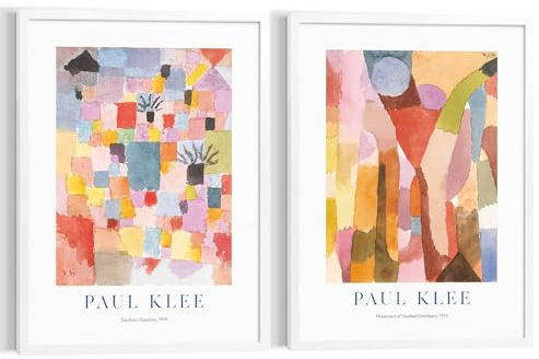 REINDERS Bilder Set, Paul Klee Set, Wohnzimmer, Poster, Wanddeko, Room Decor, MDF, Mehrfarbig, 2-er Set