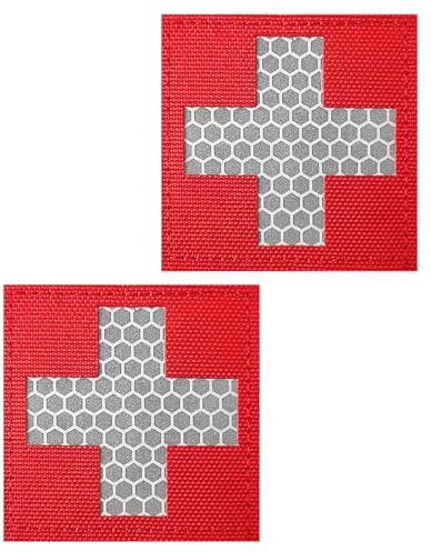 Medic IR Reflektierende Taktische Militär-Patches - Infrarot EMS EMT MED Medizinisches Rotes Kreuz Moral Klettverschluss Abzeichen Erste-Hilfe Stil 5