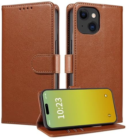 Beajew Handyhülle für iPhone 12 Mini, Lederhülle,Premium Qualität Leder Handyhülle, [RFID-Technologie][Klappständer][Kartenfächern],Stoßfeste Hülle Klappbare Magnetische-Braun