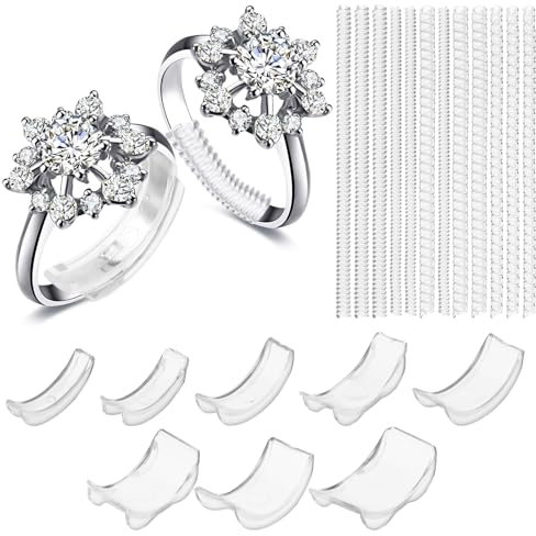 Ringverkleinerer Unsichtbar Für Lose Ringe, 20 Stück Mit 4 Größen, Transparent Silikon Ring Ringgrößenversteller Für Alle Ringe, Ring Adjuster Für Zu Große Ringe Mit 8 Ringabstandshaltern
