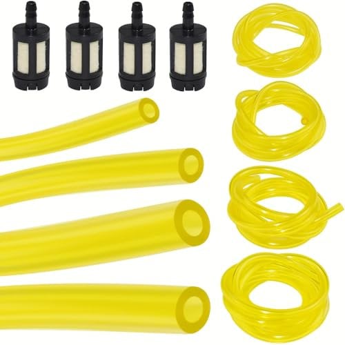 AFASOES 4 Stück Benzinschlauch Set Kraftstoffschlauch 1Meter Lange Ölschlauch mit 4 filter Dieselschlauch Transparent Kraftstoffleitung Schläuche Ersatz für Trimmer Rasenmäher Kettensäge Freischneider