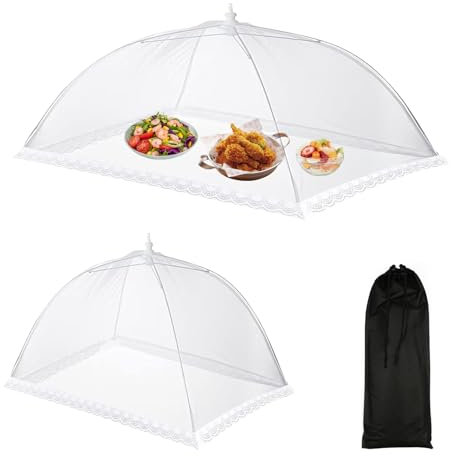 YapitHome 2 Piezas Red Plegable para Tapar Alimentos,Mosquitera Comida Desplegable,Cubierta de Malla Plegable con Bolsa de Almacenamiento para Cocina,Barbacoa,Picnics,Fiesta al Aire Libre