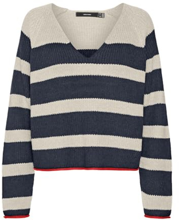 VERO Moda Damen Vmfabulous Ls V-Neck Short Pullover Boo Pullover (1er Pack)