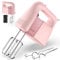 GUALIU 450W Electric Hand Mixer, 5-Speed Handheld Mixer Large Food Mixer with 304 Stainless Steel Whisk Beaters, Dough Hooks & Storage Bag, Hand Blender for Baking & Cooking, Turbo Boost/Pink
