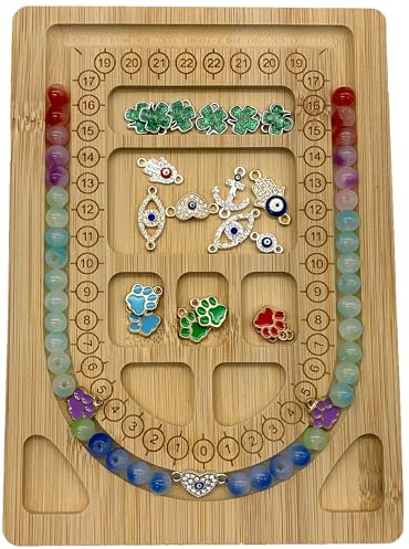 DHER Perlenbrett Platte Perlen Board Tablett für Perlen Boards Perlenbret Hölzerne DIY String Halskette Design Platte Einfädeln Design Tisch Schmuck Perlen Design Board Größe Skala Platte DIY (A)