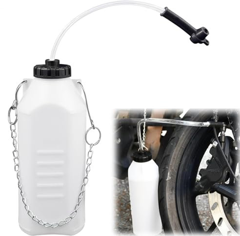 UVVRUR Bremsenentlüfterflasche 1L Bremsflüssigkeits-Auffangflasche, für Bremsenentlüftung mit 60CM Schlauch und Universal Gummi-Adapter Bremsenentlüftungsgerät den Austausch von Bremsöl