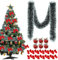 Onlvmyur Girlande Weihnachten mit 12PCS Schleife und 6PCS Glocke Weihnachten Outdoor Weihnachtsdeko Tannengirlande für Weihnachten Hochzeit Geburtstag Party (10M)