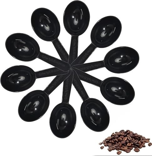 10 cucchiai dosatori, 7 g, in plastica, misurino in plastica, misurino in plastica, misurino riutilizzabile in plastica, misurino per caffè, tè, latte in polvere (nero)