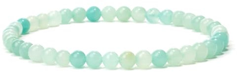 Landorilo Naturstein Perlen Heilstein Armband aus 4mm Runde Steinperlen, Yoga Armbänder für Damen Herren, Glücksarmband, Exquisite Geschenke, Ersatzperlen Inklusive(R Blauer Amazonit)
