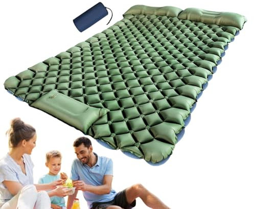 Sleeping Air Pad - Colchón de aire de senderismo, colchoneta hinchable | Colchón de dormir ligero, colchón de dormir inflable con bomba de pie, colchón inflable compacto, alfombra de dormir