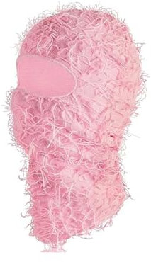 HIQIU Distressed Balaclava Vollgesicht Ski Gesichtsmaske Winddicht Gestrickte Vollgesicht Ski Cover Halswärmer für Damen Herren (Hellrosa)