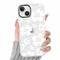 RUMDEY Clear Hibiscus Flower Case for iPhone 13 Mini 5.4, Cute Preppy Floral Crystal Pattern Aesthetic Design Soft Slim Anti-Yellow Protective Shockproof TPU Phone Cover for Women Girls - White