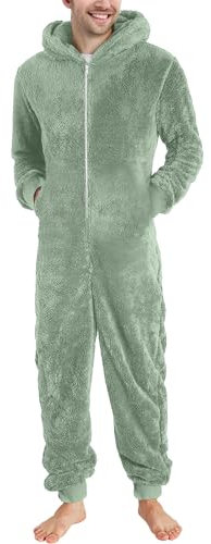 KBOPLEMQ Herren Paar Jumpsuit Kuschelig Lustig Lang Pyjama Winter Warm Plüsch Overall Schlafoverall Reißverschluss Teddy Fleece Einteiler Onesie Einteiler Jumpsuit Plüsch Onesie Schlafoverall