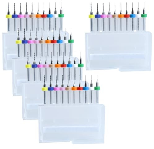 GOLD DEER 50Pcs PCB Drill Bits Set 0.3mm-1.2mm Flute Carbide Micro Drill Bit Set Circuit Board Drill Bits Small Drill Bits for Print Circuit Board Stone Jewelry CNC Engraving