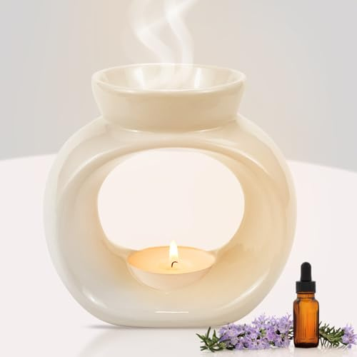 QGGTQG Keramische Aromatische Duftlampen, Aromalampe Teelichthalter Weiß, Duftlampen Teelicht, Aromalampen, Duftlicht Aromabrenner Öl- und Wachsdiffusor für Duftöl und Duftwachs