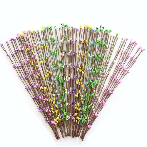 DAHI Bunte Ostereier Deko Künstliche Zweige für Bodenvase Osterdeko Osterstrauch Eier Dekoeier Dekozweige Kinder DIY Kranz Girlande Ostern Dekoration Blumenstrauß (A)
