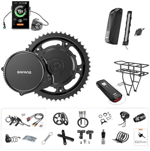 BAFANG 48V 750W Mid Motor - BBS02B Mid Drive eBike Conversion Kit with Battery (Optional) and LCD Display for 68 73 100mm Bottom Bracket, 8fun BBS02 G340 Electric Bicycle Kit (CAN Protocol)
