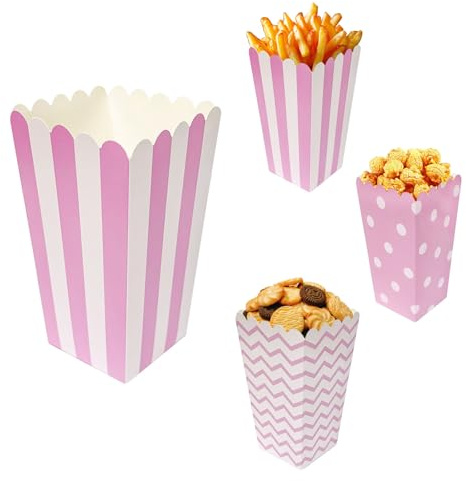 QQdou Popcorn Tüten 24 Stück, Popcorn Tüten Klein, Rot-Weiß Gestreifte Kleine Popcorntüte, Party Papiertüte Snacks Candy Behälter Popcorntüten, für Filmabend, Geburtstagsfeier, Weihnachten(B)