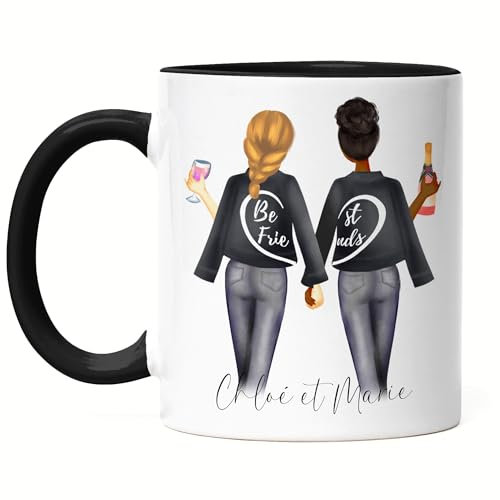 Kiddle-Design Meilleures amies Tasse Noire Personnalisée Meilleure amie Nom Cadeau Amie Tasse à café