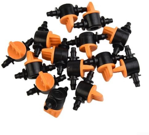 YJDOORPLAY 20 valvole di controllo, connettori in plastica per rubinetto di irrigazione, per tubi aerei da 4 mm e 7 mm, per irrigazione da giardino