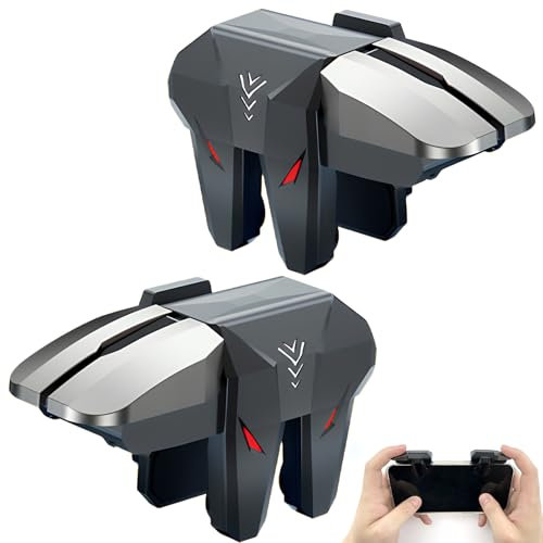 Trigger Gatillos Botones para PUBG & Call of Duty, 6 Dedos Gatillos Portátil para Movil, Joystick Controller L1R1 L2R2, Mobile Phone Game Triggers Compatible con iPhone Android