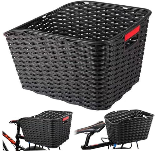 Fahrradkorb große Kapazität gewebt starker Last hinterer Fahrradkorb mit Griffspiegel PP Heck für Beutel Haustier Gemüse Ball