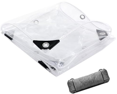 QSTGX Bâche Imperméable Transparente avec œillets de Protection Exterieur Épaissie Verre souple en plastique Abri de pluie transparent pour balcon Bâche transparente pour la couverture d'une serre(16.