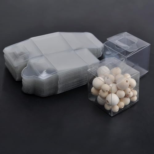 HENGBIRD 50 Stück Geschenkbox Durchsichtig, 5 x 5 x 5 cm Kunststoff Geschenkbox Quadratische Transparente Behälter Plastik Klare Box Verpackung Kleine für Gastgeschenk Hochzeiten, Partys, Geburtstage