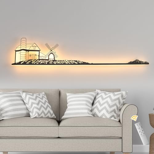 GEADI Wandlampe Landhausstil, 120cm 32W LED Wandleuchte Innen 3 Farbe Dimmbar, Lang Warme Wandleuchten für Schlafzimmer, Flur, Esszimmer