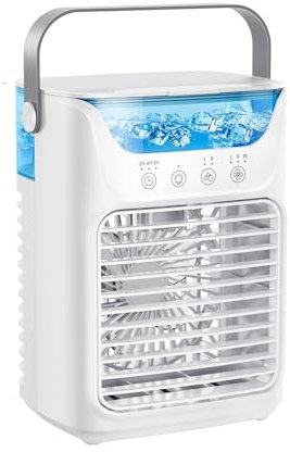 Tundra Freeze Portable AC - 4-in-1 Mini Air Cooler with Ice Water Compartment, Humidifier & Night Light - USB Personal Cooling Fan for Bedroom, Office, Travel - 600ml Tank, 4 Speeds, 55dB Quiet