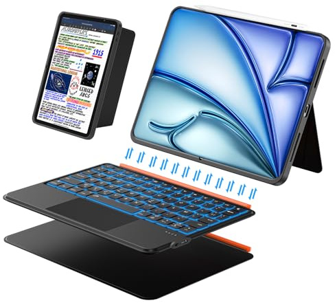 Keyboard Case for iPad Air 11 inch (M4/M3/M2, 2026/2025/2024)&Pro 11, Magnetic Detachable iPad A16 11th/10th Keyboard, Trackpad, Backlit, Quiet Typing, Full Protection for Air 5/4th Gen 10.9 (Black)