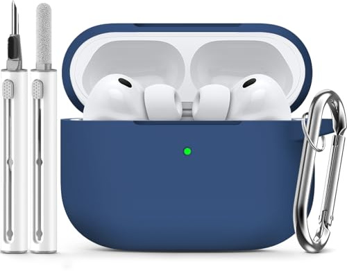 Inesore Compatible with AirPods Pro 3 Hülle with Cleaning Kit, Silicone Protective Case Cover for Apple Air Pods Pro 3rd (2025), Unisex Design - Navy Blue
