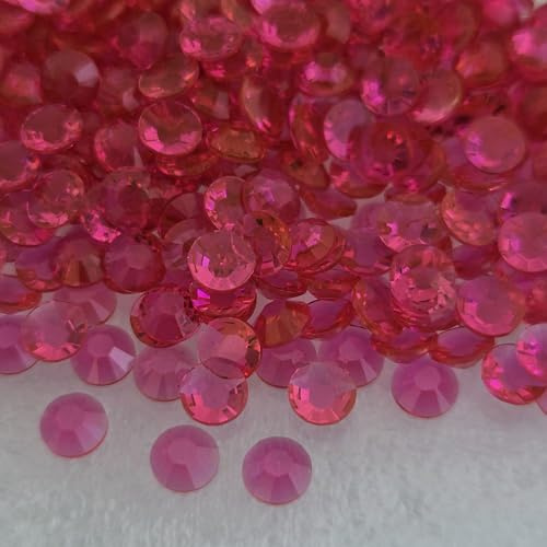 MajorCrafts 2000pcs 5mm ss20 Clear Flat Back Round 14-Facets Rhinestone Gems (Dark Rose Pink T51)