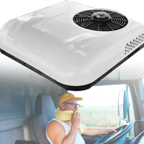 SXHEYUY Climatiseur Caravane, 12V 24V Climatiseur De Toit Tracteur, Réfrigérant pour Climatisation Ajouté, Convient Aussi Bien en Été Qu'en Hiver,Blanc,24v
