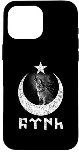 Türk Göktürk Schrift Hilal & Yildiz & Bozkurt Design Hülle für iPhone 16 Pro Max