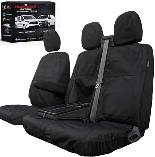 Heavy Duty Seat Covers to fit the 2024+ Ford Transit Custom & VW T7 Transporter. Waterproof. Tailored Fit. Easy to fit. Front 3 Seat Set. (2024 Onwards)