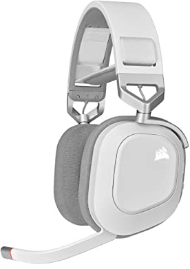 Corsair HS80 RGB Wireless Multiplatform Gaming Headset - Dolby Atmos - Lightweight Comfort Design - Broadcast Quality Microphone - iCUE Compatible - PC, Mac, PS5, PS4 - White