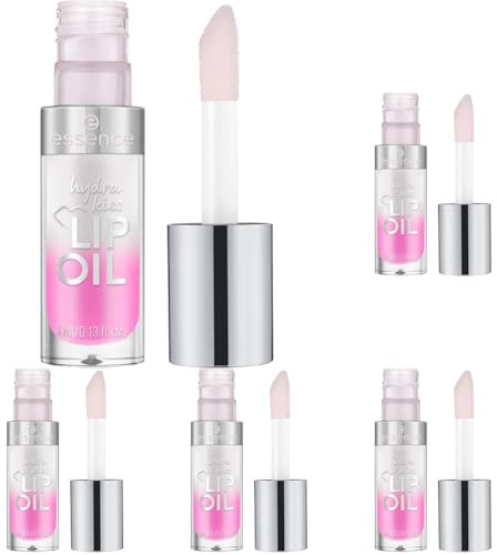 essence hydra kiss LIP OIL, Lipgloss, Nr. 01, Pink, feuchtigkeitsspendend, pflegend, mit Ölen, glänzend, strahlend frisch, Nanopartikel frei, 5er Pack (4ml)