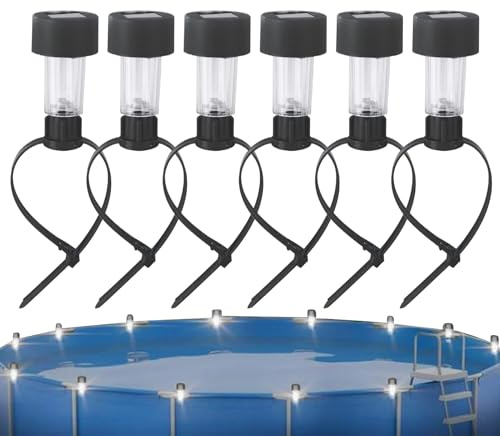 Lot de 6 lampes solaires de piscine – Décorations de fête à énergie solaire – Lampe au bord de la piscine, éclairage de terrasse – Pour mariage, vacances, piscine, jardin, terrasse, étang