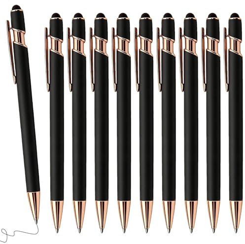 10 Stück Kugelschreiber mit Touchpen, 2-In-1-Design, Flüssiges Schreiben | Personalisierter Touchpen Kugelschreiber,Roségold, Personalisierte Kugelschreibers für Zu Hause, In Der Schule und Im Büro