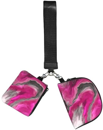 Hnnkloy Magenta Schwarz Grau Juwelentöne Fluid Art Wirbel,Handgelenktasche für Outdoor-Sportarten, tragbare Geldbörse, Handgelenktasche mit abnehmbarem Schlüsselanhänger