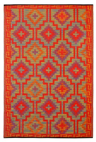 FAB HAB - Tappeto reversibile per interni ed esterni, ideale per terrazze, giardino, Patio, muffa, resistente ai raggi UV e alle macchie - Lhasa - Arancione e Viola - 240 cm x 300 cm