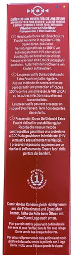 Durex Gefühlsecht Extra Feucht Kondome – Hauchzarte Kondome für intensives Empfinden - mit extra Gleitgelbeschichtung – 2er Pack (2 x 10 Stück)