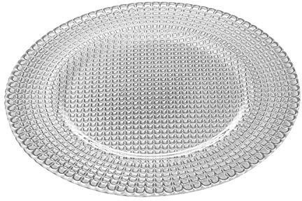 Barski Glass, Charger, Plate, Silver Glass Charger, Set of 6, Beautifully Designed, 12.5 Diameter, Made in Europe