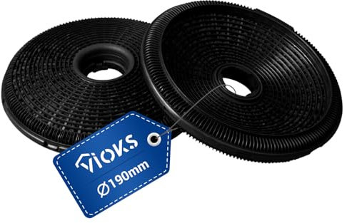 VIOKS Kohlefilter Filter 2Stk 190mmØ Ersatz für AЕG Elеctrolux 902979370/1 9029793701 E3CFP19 EHFCB190 Gorenje 443072 Best Type 190 für Dunstabzugshaube
