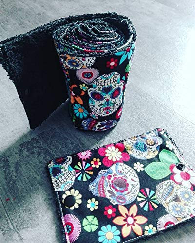 papier toilette lavable, en coton et éponge, zéro déchet, motif squelette mexicain,idée cadeau,fait main, zéro waste