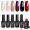 Beetles Gel Nail Polish Classic Set - Classic Queen 6 Colors Red Black Nude White Pink Glitters Nail Gel Polish Soak Off LED Kit Manicure
