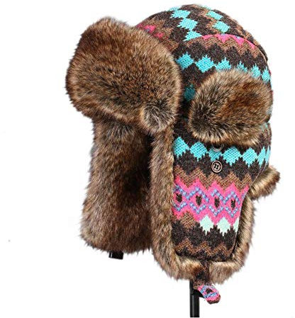 DongBao Herren Damen Fliegermütze Gestrickt Uschanka Russenmütze Ohrenschützer für Erwachsene und Kinder